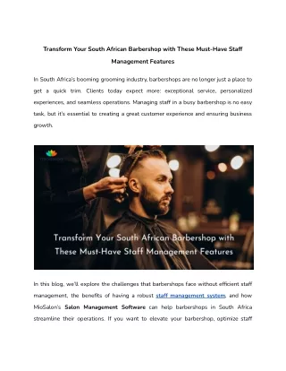 Transform Your South African Barbershop with These Must-Have Staff Management Features