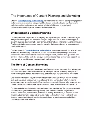 The Importance of Content Planning and Marketing-