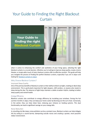 Your Guide to Finding the Right Blackout Curtain