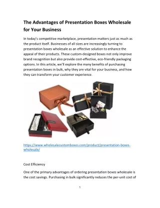 the advantages of presentation boxes wholesale