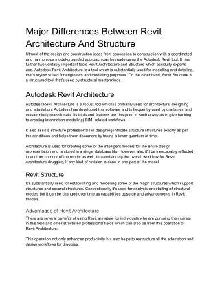 Major Differences Between Revit Architecture And Structure
