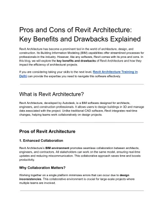 Pros and Cons of Revit Architecture_ Key Benefits and Drawbacks Explained