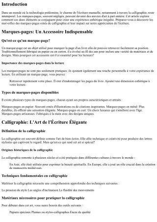 “Marques-pages et Calligraphie: Allier Écriture et Esthétisme”