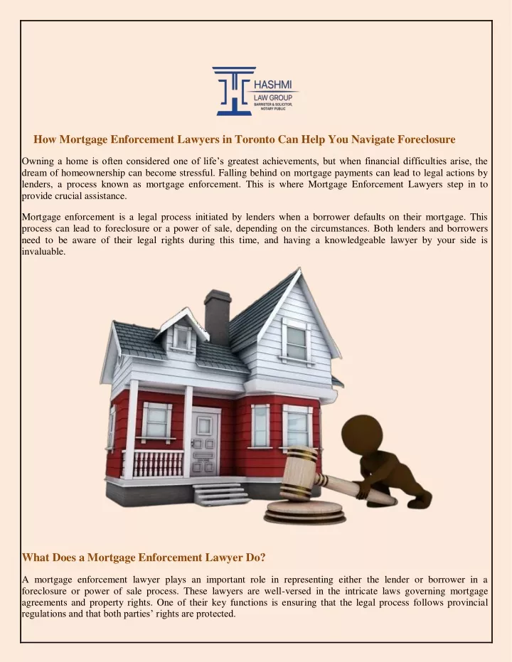 how mortgage enforcement lawyers in toronto