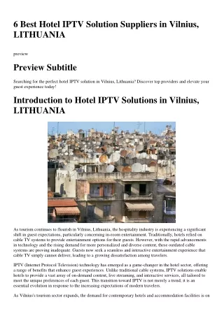 6 Best Hotel IPTV Solution Suppliers in Vilnius, LITHUANIA