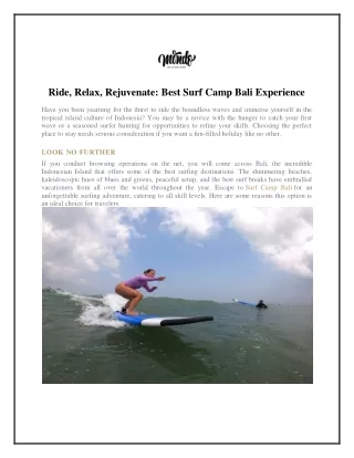 Ride, Relax, Rejuvenate Best Surf Camp Bali Experience