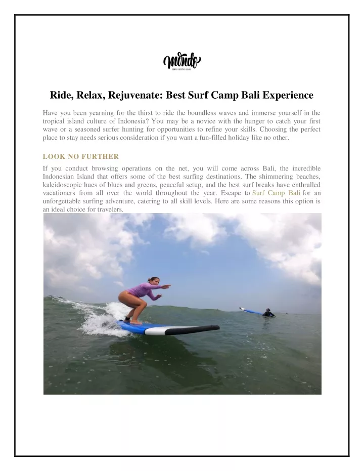 ride relax rejuvenate best surf camp bali