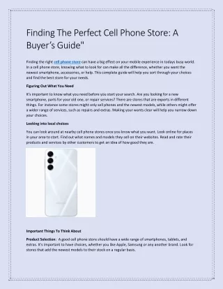 Finding The Perfect Cell Phone Store: A Buyer’s Guide"