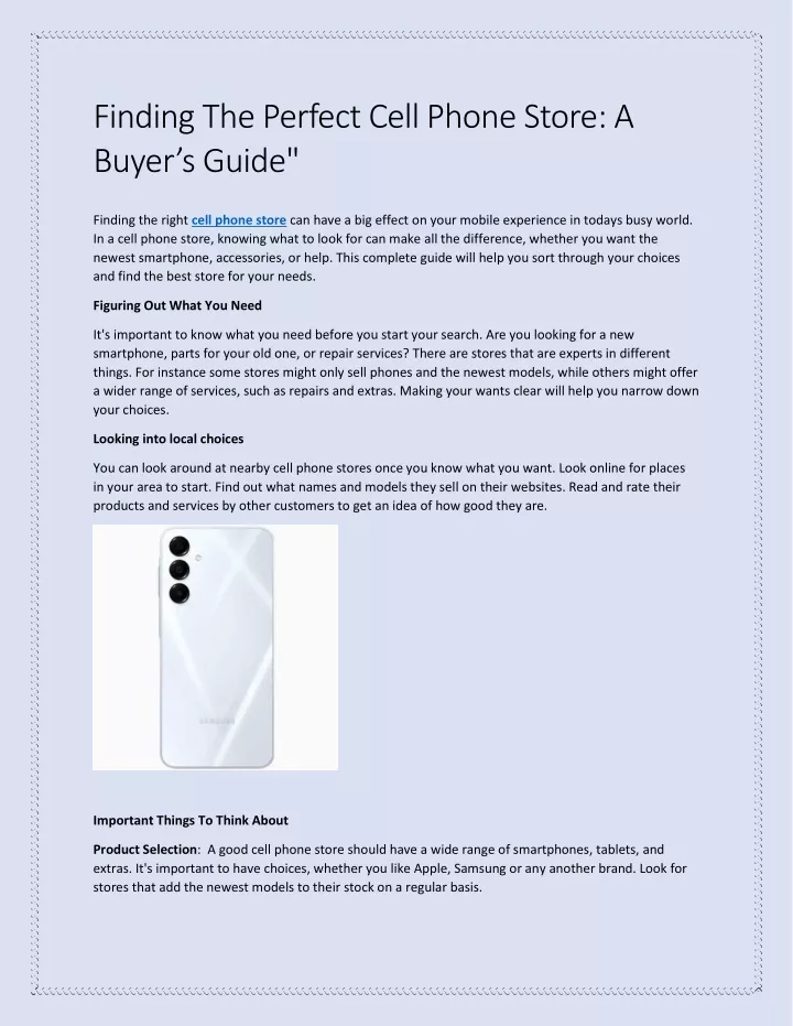 finding the perfect cell phone store a buyer