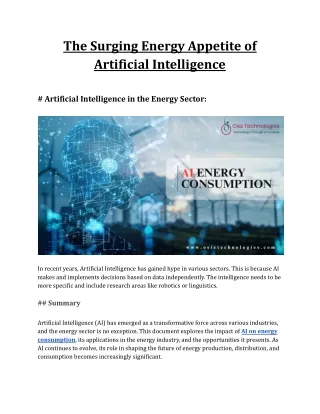 The Surging Energy Appetite of Artificial Intelligence