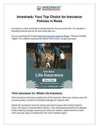 Investrack Your Top Choice for Insurance Policies in Rewa