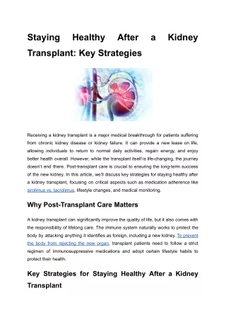 Staying Healthy After a Kidney Transplant_ Key Strategies