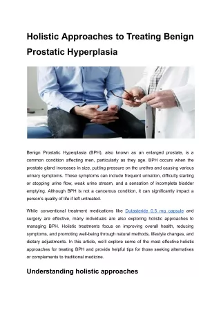 Holistic Approaches to Treating Benign Prostatic Hyperplasia