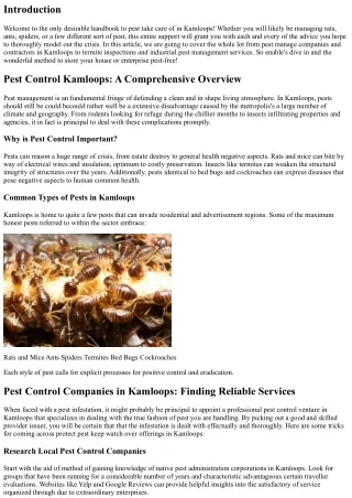 The Ultimate Guide to Pest Control in Kamloops: Everything You Need to Know