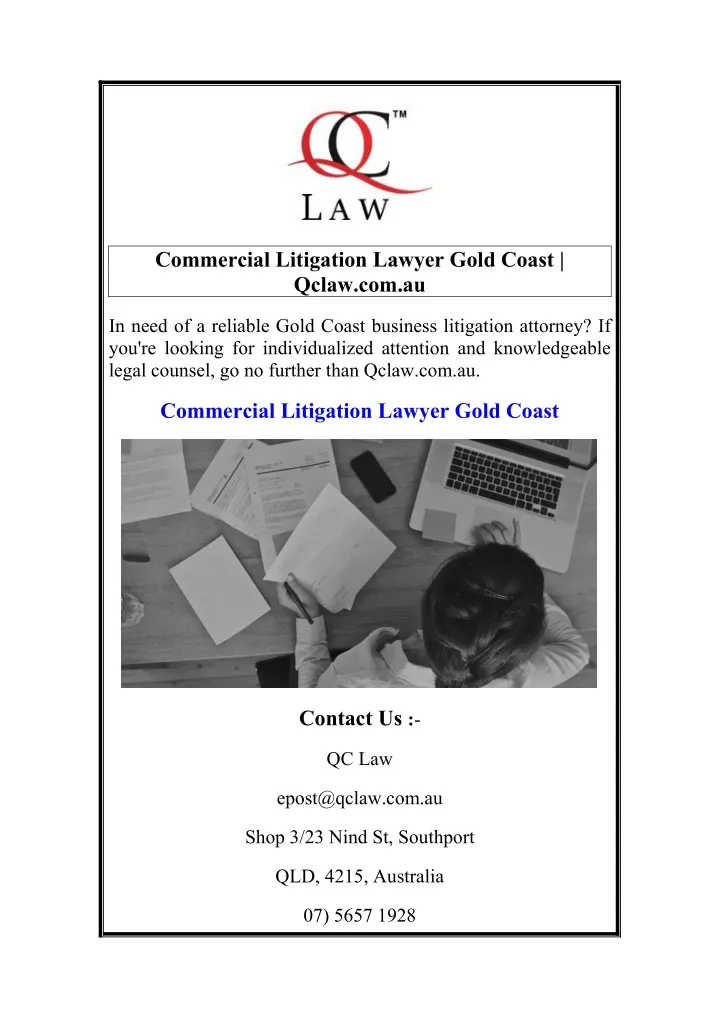 commercial litigation lawyer gold coast qclaw