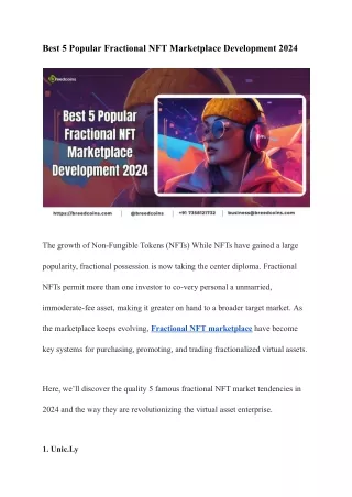Best 5 Popular Fractional NFT Marketplace Development 2024