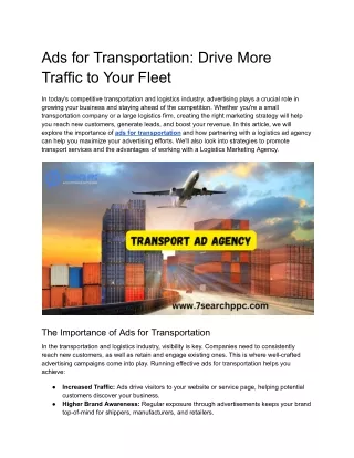 Ads for Transportation Drive More Traffic to Your Fleet