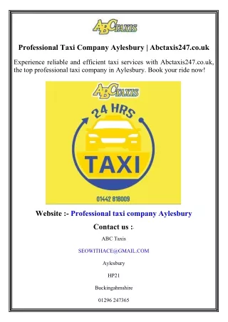 Professional Taxi Company Aylesbury   Abctaxis247.co.uk