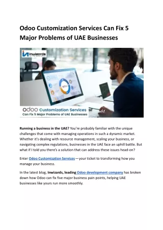 Odoo Customization Services Can Fix 5 Major Problems of UAE Businesses