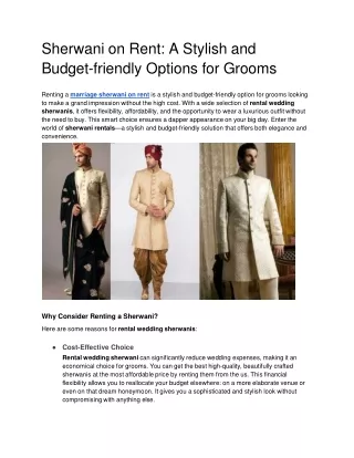 Sherwani on Rent_ A Stylish and Budget-friendly Options for Grooms - Google Docs