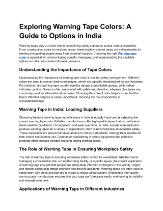 Exploring Warning Tape Colors: A Guide to Options in India