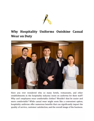 Why Hospitality Uniforms Outshine Casual Wear on Duty