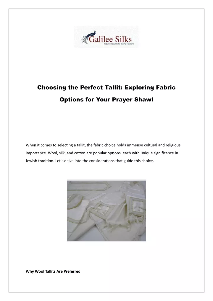 choosing the perfect tallit exploring fabric