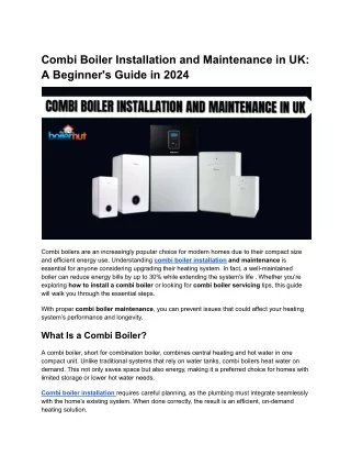 Combi Boiler Installation and Maintenance