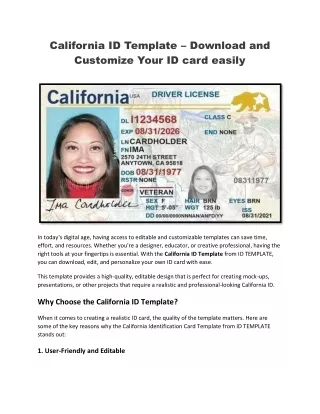 California ID Template – Download and Customize Your ID Card Easily