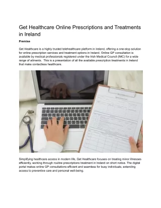 Get Healthcare Online Prescriptions and Treatments in Ireland