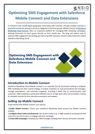 Optimizing SMS Engagement with Salesforce Mobile Connect and Data Extensions