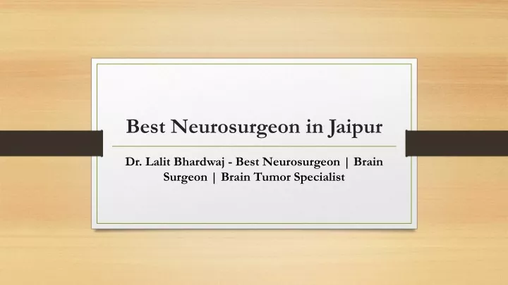 best neurosurgeon in jaipur