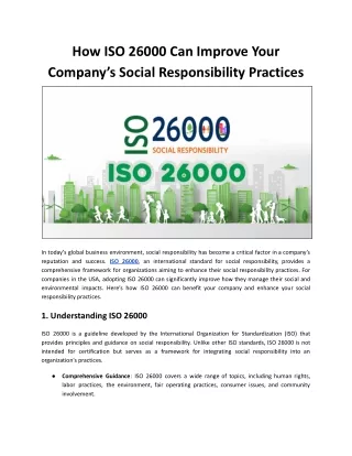 how iso 26000 can improve your company s social