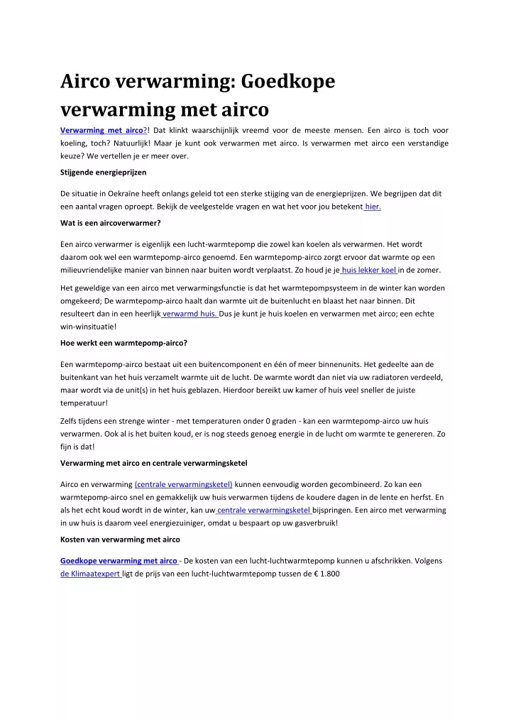 airco verwarming goedkope verwarming met airco