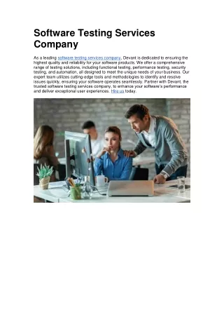 software testing services company as a leading