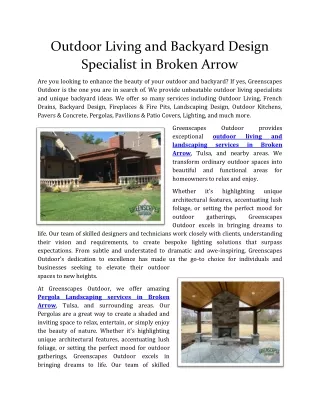 Outdoor Living and Backyard Design Specialist in Broken Arrow