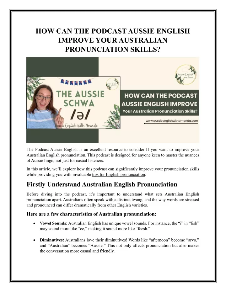 how can the podcast aussie english improve your