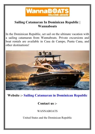 Sailing Catamaran In Dominican Republic   Wannaboats