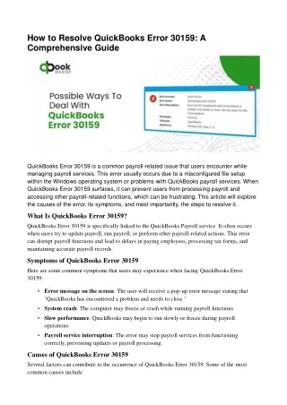 How to Fix QuickBooks Error 30159: Payroll Issue Solved