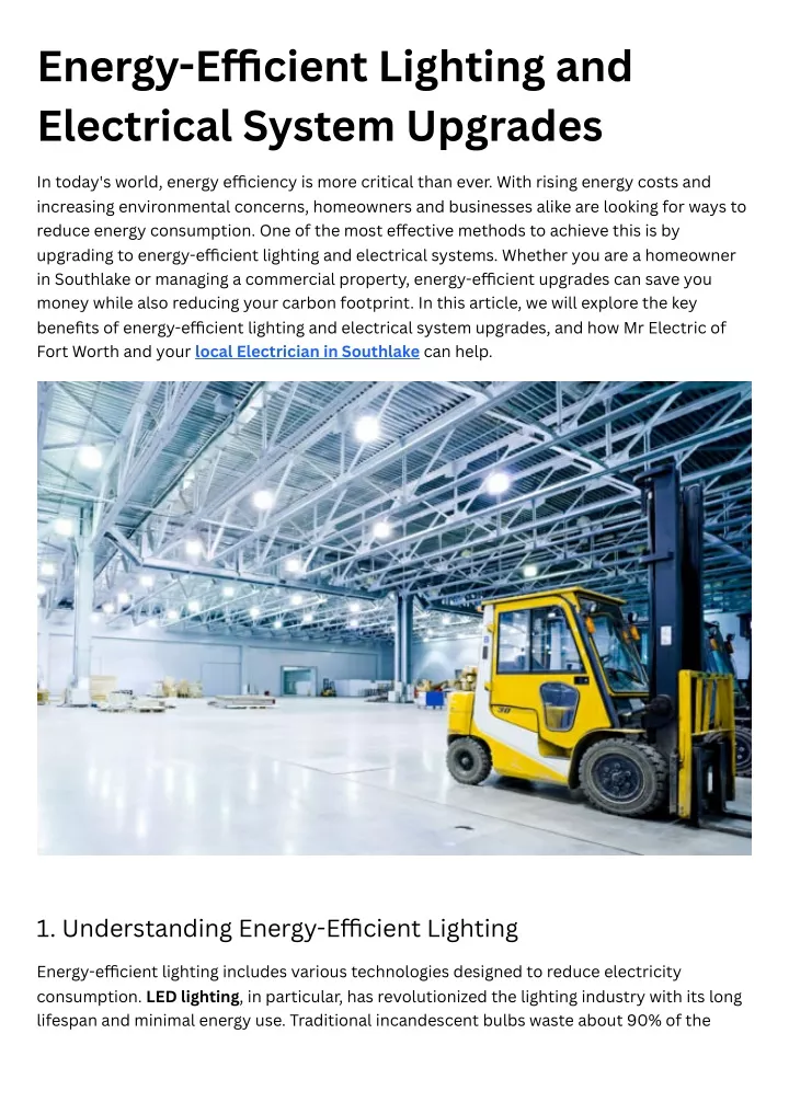 energy e cient lighting and electrical system