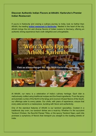 Discover Authentic Indian Flavors at Athidhi