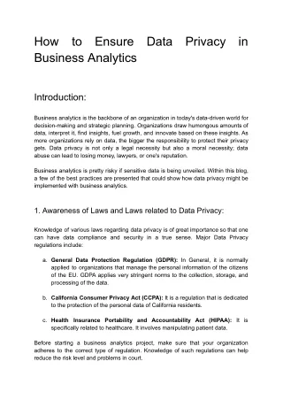 How to Ensure Data Privacy in Business Analytics