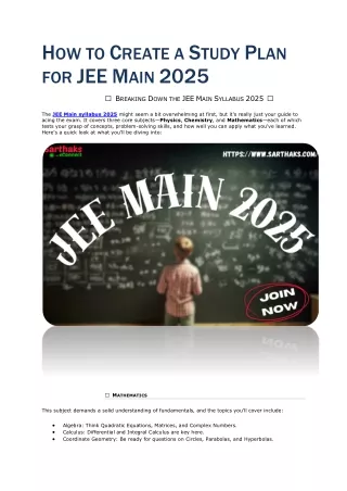 How to Create a Study Plan for JEE Main 2025