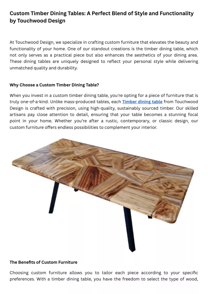 custom timber dining tables a perfect blend