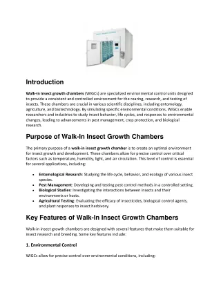 Walk-In Insect Growth Chambers: A Comprehensive Guide