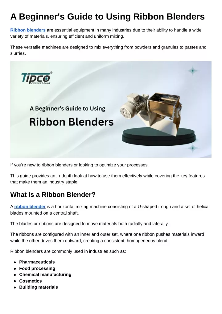 a beginner s guide to using ribbon blenders