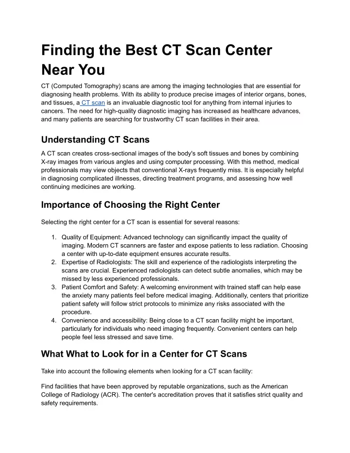 finding the best ct scan center near you