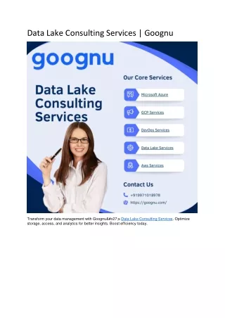 data lake consulting services goognu