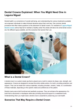 Dental Crowns Explained When You Might Need One in Laguna Niguel