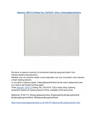 Allpoints 1591173 Ceiling Tile, 2'X2'X3_4_,12_Cs _ CateringSparesOnline